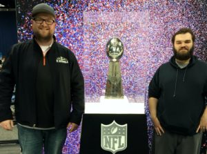 Nick Wiget and Mark Jarvis with the Super Bowl trophy